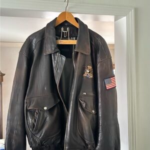“RARE” Anheuser-Busch Brown Leather Bomber Jacket. Made by “Excelled” 98’ XL